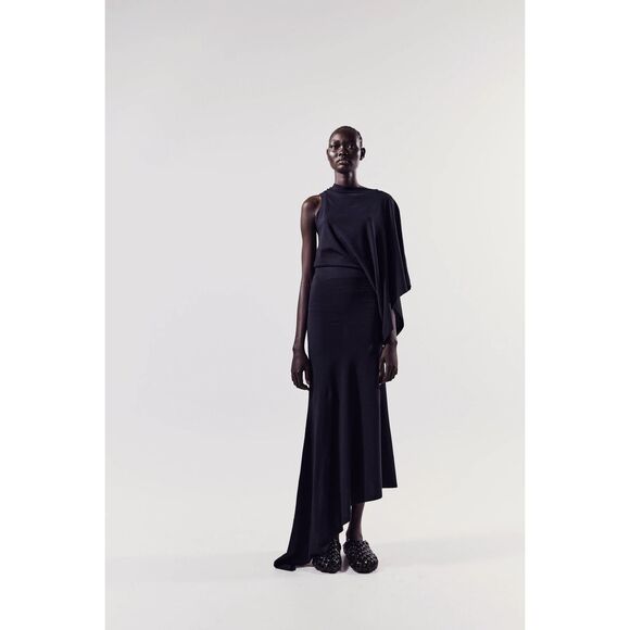 A.W.A.K.E. Mode Main Asymmetric Drape Maxi Dress Size Small $370 - Picture 1 of 12